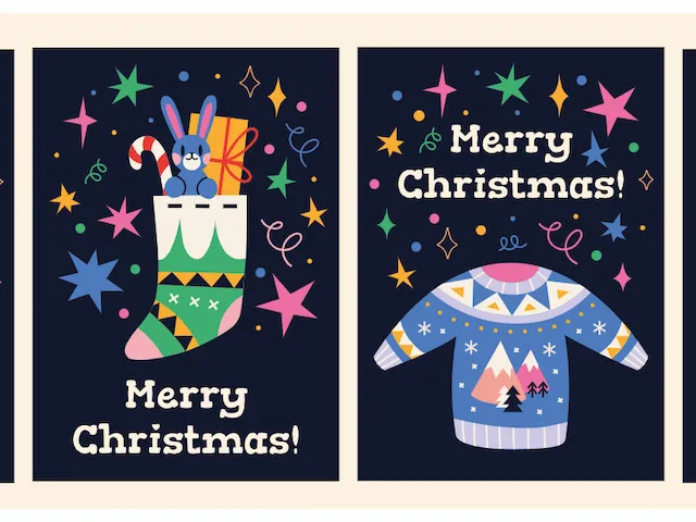 Merry Christmas Greeting Card Set
