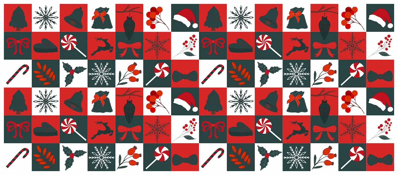 Laser cut and engrave Christmas Holiday Pattern With Festive Motifs