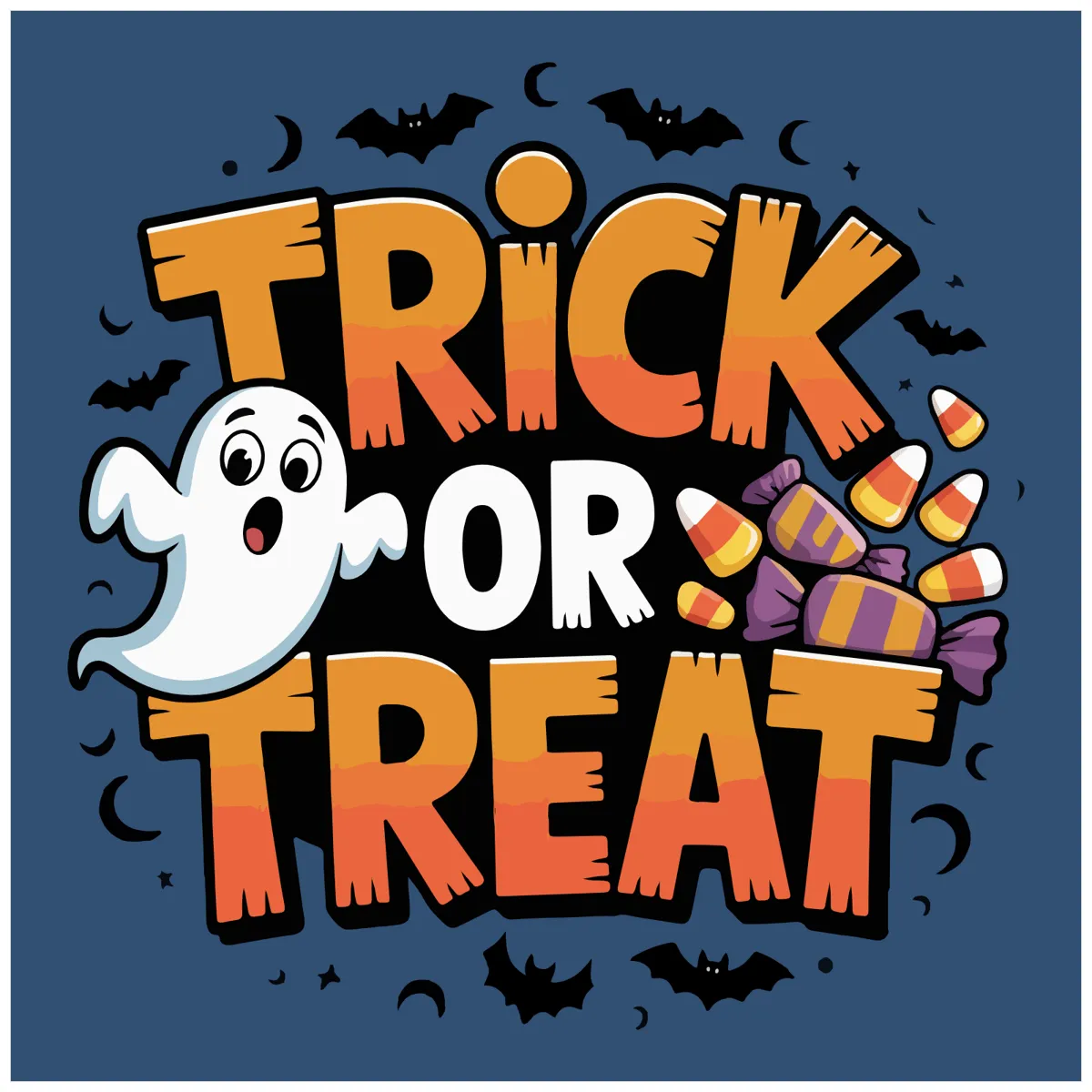 Laser cut and engrave Trick Or Treat Halloween Ghost Design