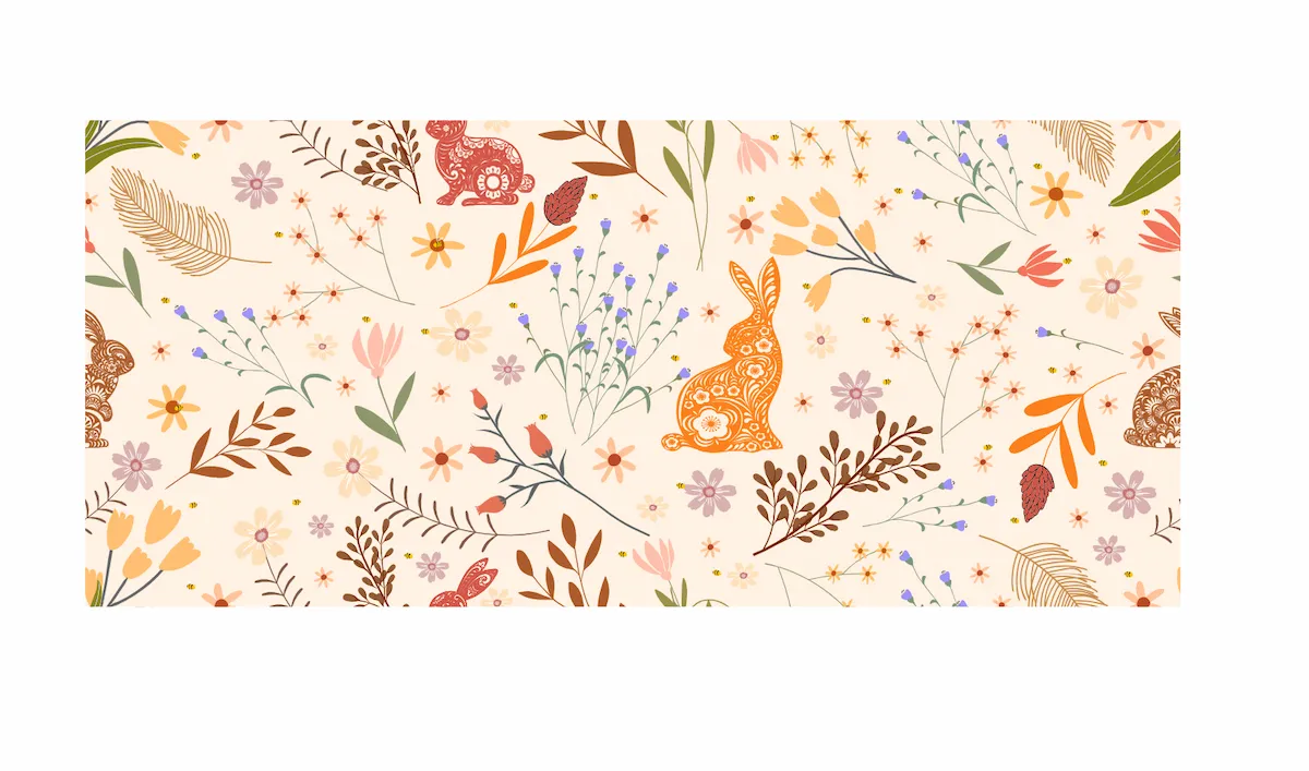 Laser cut and engrave Easter Bunny Floral Seamless Pattern