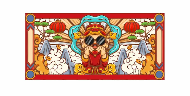 Chinese New Year God With Sunglasses