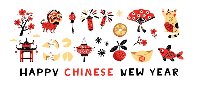 Chinese New Year Decorative Element Set