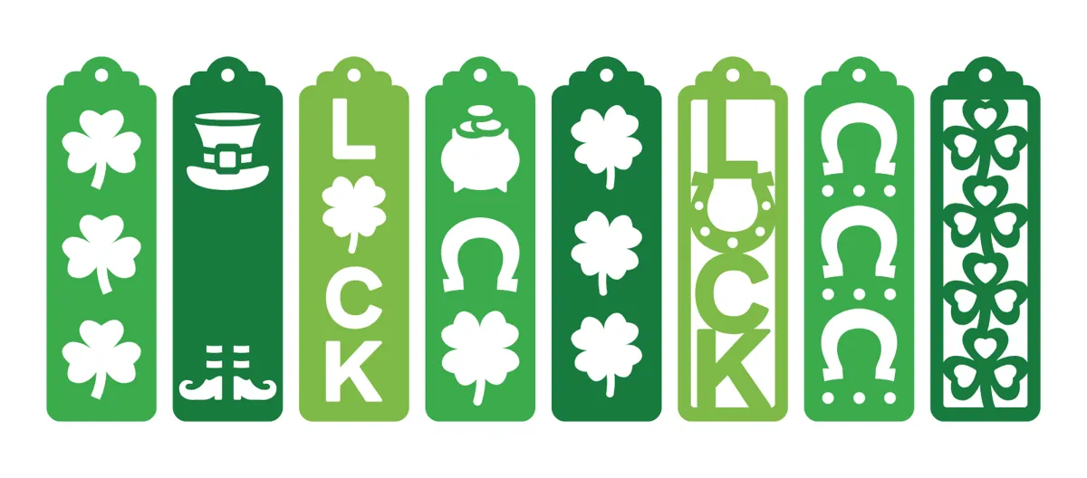 Laser cut and engrave St Patrick's Day Decorative Bookmark Set