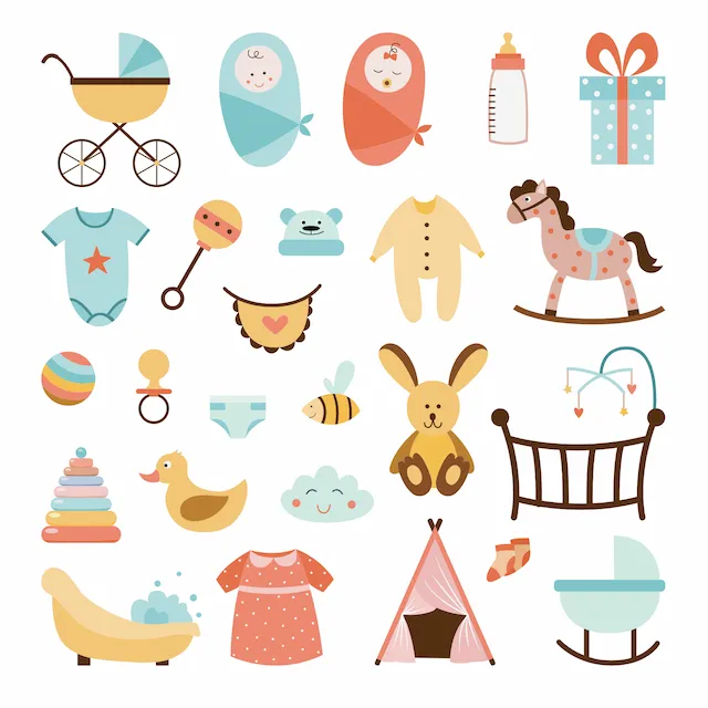 Baby Nursery Icons And Toy Collection