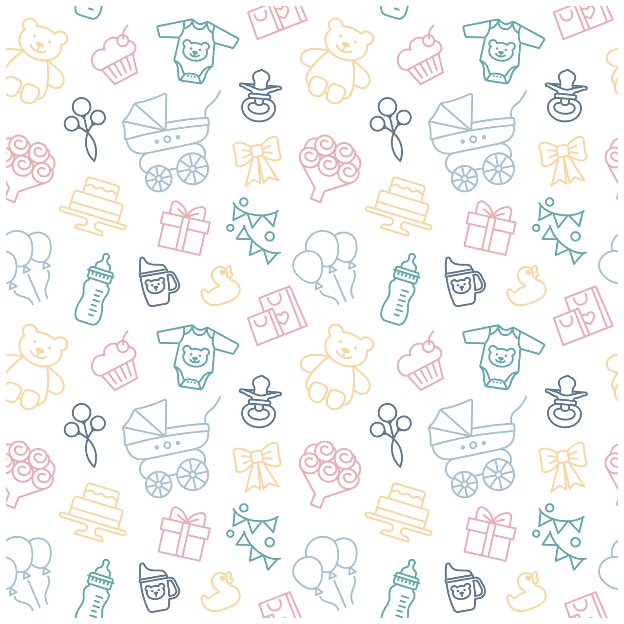 Laser cut and engrave Baby Shower Theme Seamless Pattern
