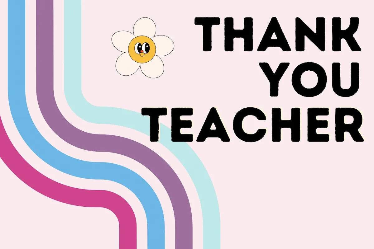 Laser cut and engrave Thank You Teacher Floral Rainbow Design