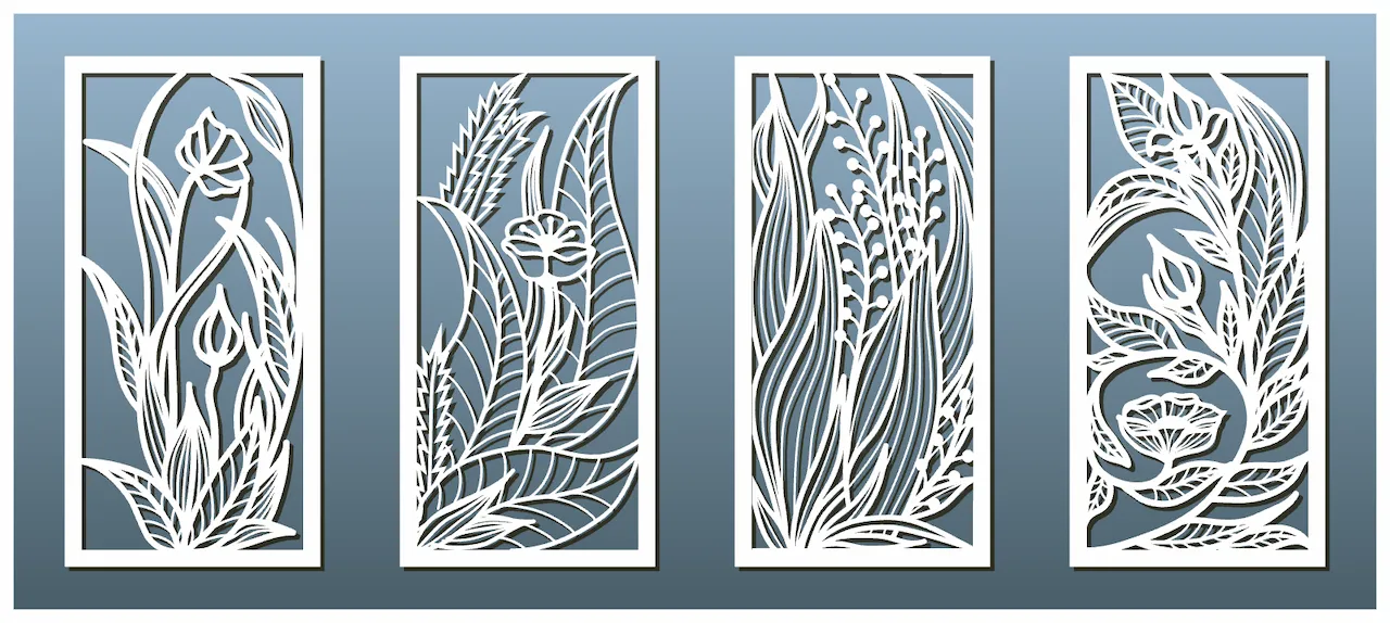 Laser cut and engrave Floral Botanical Rectangular Laser Cut Panels
