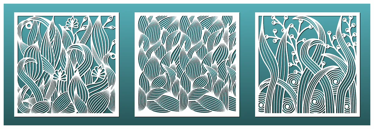 Laser cut and engrave Decorative Botanical Panels With Leaf Patterns
