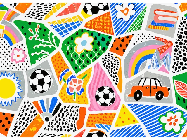 Colorful Mosaic Pattern With Kids Motifs