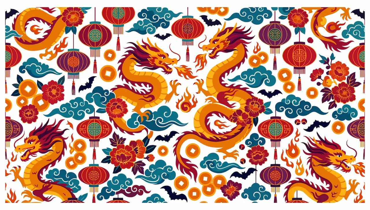 Laser cut and engrave Chinese New Year Dragon Pattern