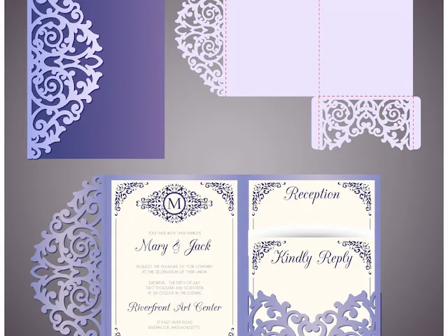 Laser Cut Wedding Invitation Gatefold Template