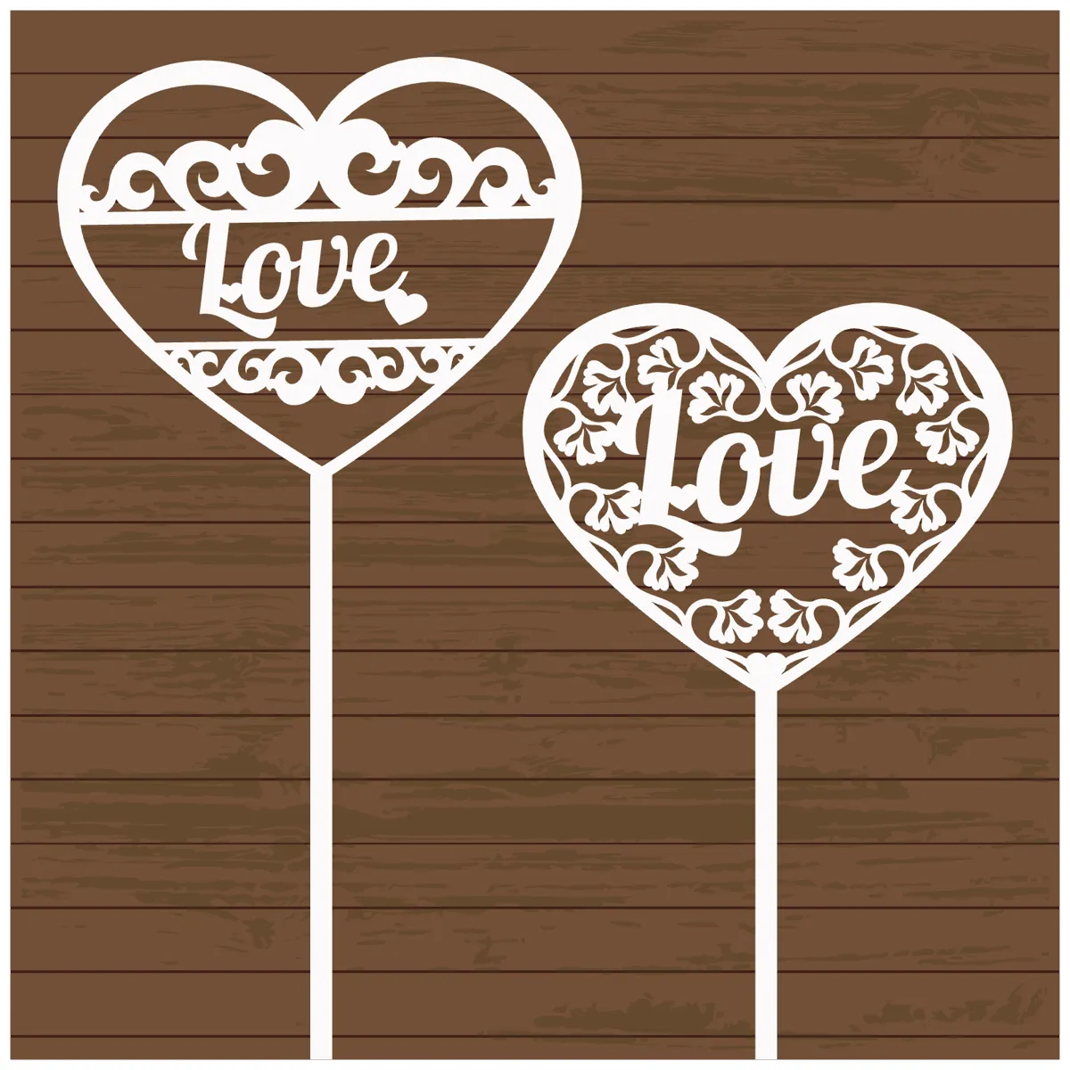 Laser cut and engrave Love Heart Cake Topper Laser Template