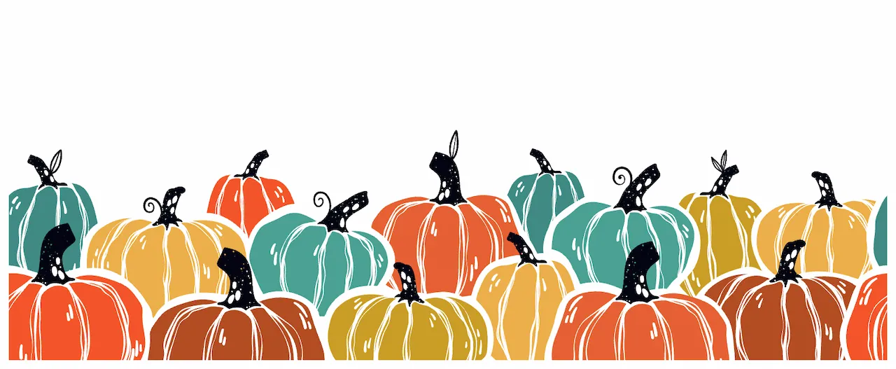 Laser cut and engrave Seamless Pattern With Colorful Decorative Pumpkins