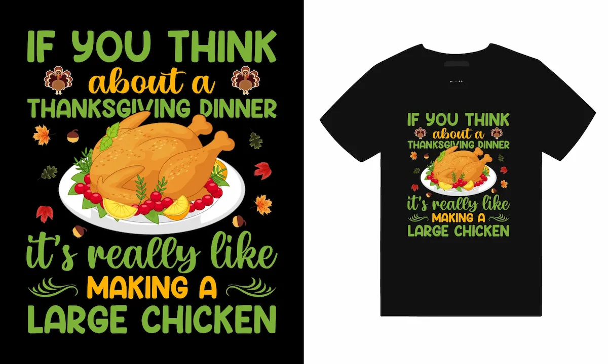 Laser cut and engrave Thanksgiving Dinner Turkey Roast T-Shirt Design