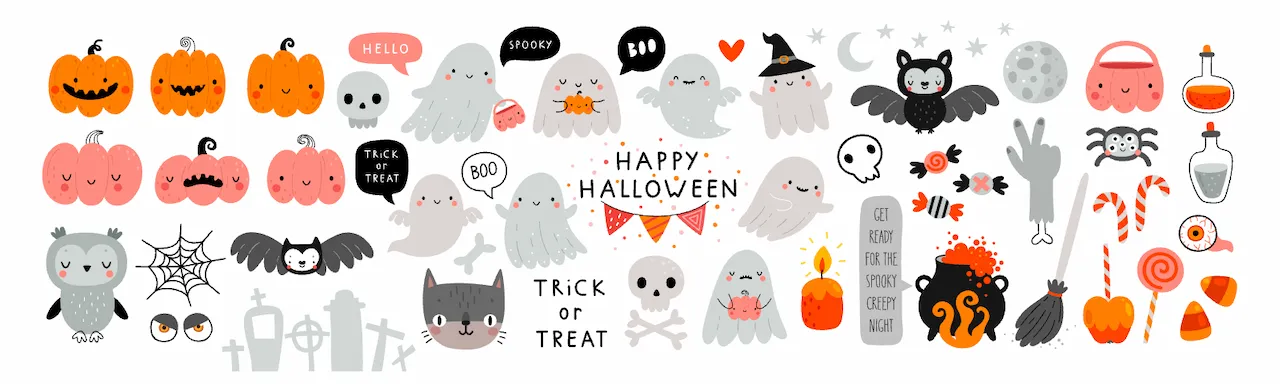Laser cut and engrave Cute Halloween Characters And Icons Collection
