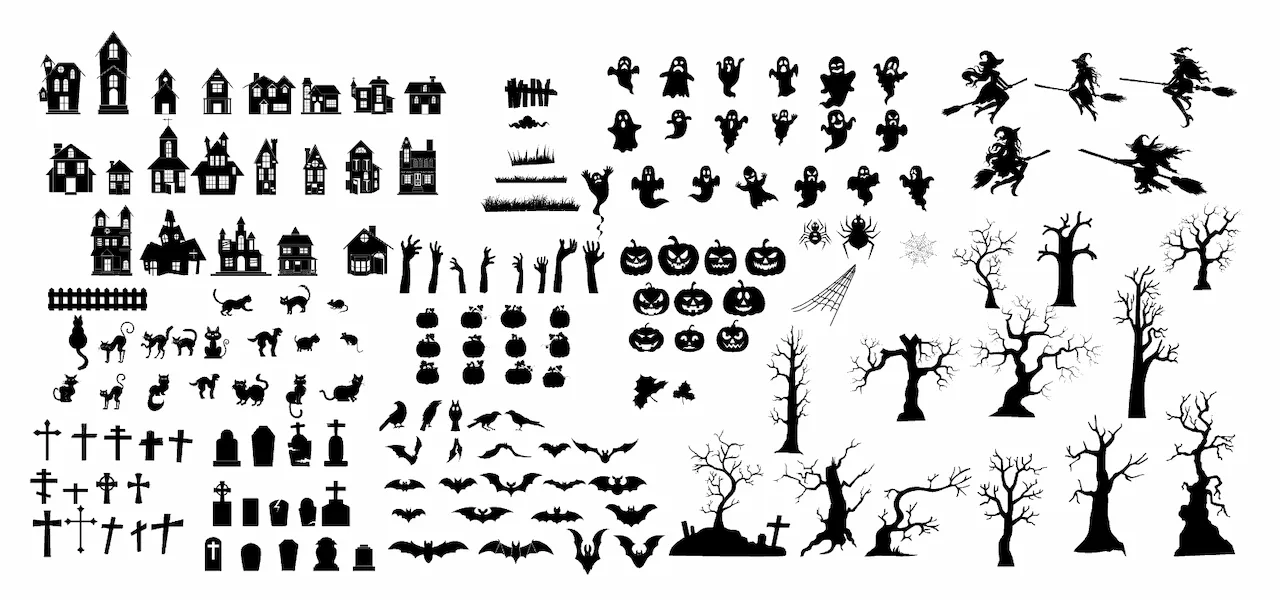 Laser cut and engrave Halloween Silhouette Collection With Spooky Motifs
