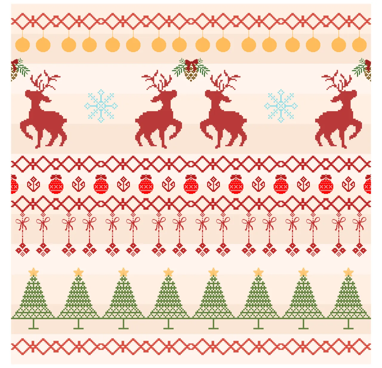 Laser cut and engrave Christmas Sweater Pattern With Reindeer And Trees