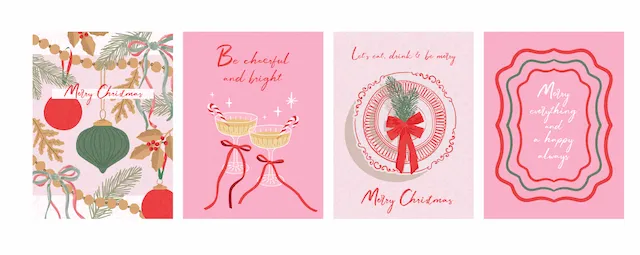 Christmas Holiday Greeting Card Template Set