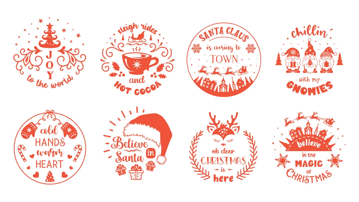 Laser cut and engrave Christmas Holiday Greeting Ornament Collection