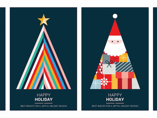 Geometric Christmas Tree Holiday Greeting Cards
