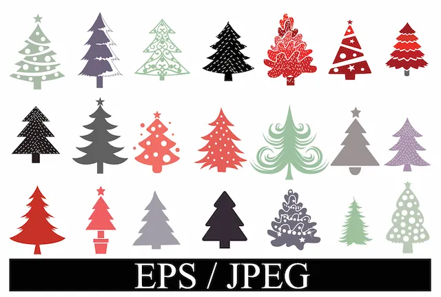 Collection Of Decorative Christmas Tree Silhouettes