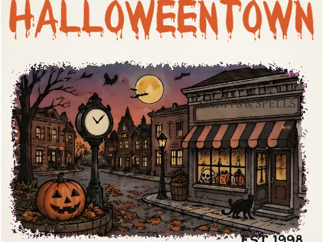 Halloweentown Street Scene Illustration