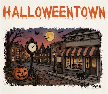 Halloweentown Street Scene Illustration