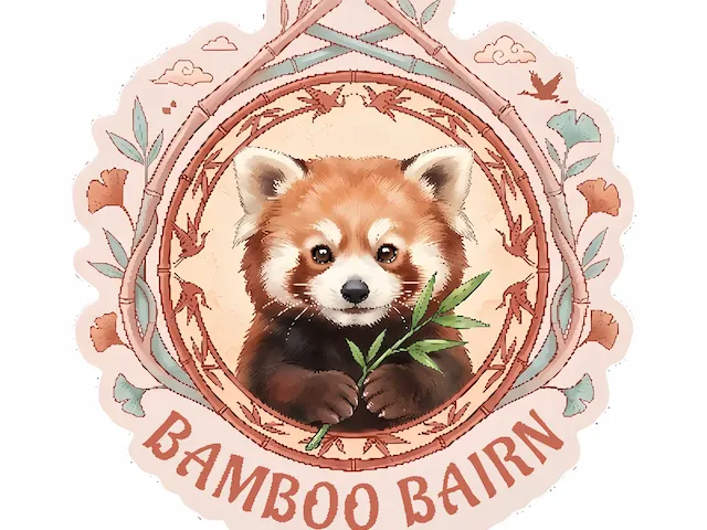 Red Panda With Bamboo Wreath