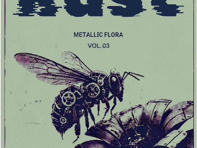Steampunk Bee On Metallic Flower