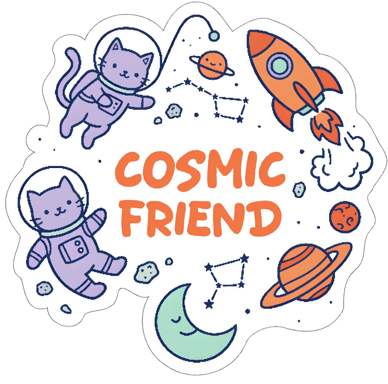 Laser cut and engrave Cosmic Cat Astronaut Space Friends